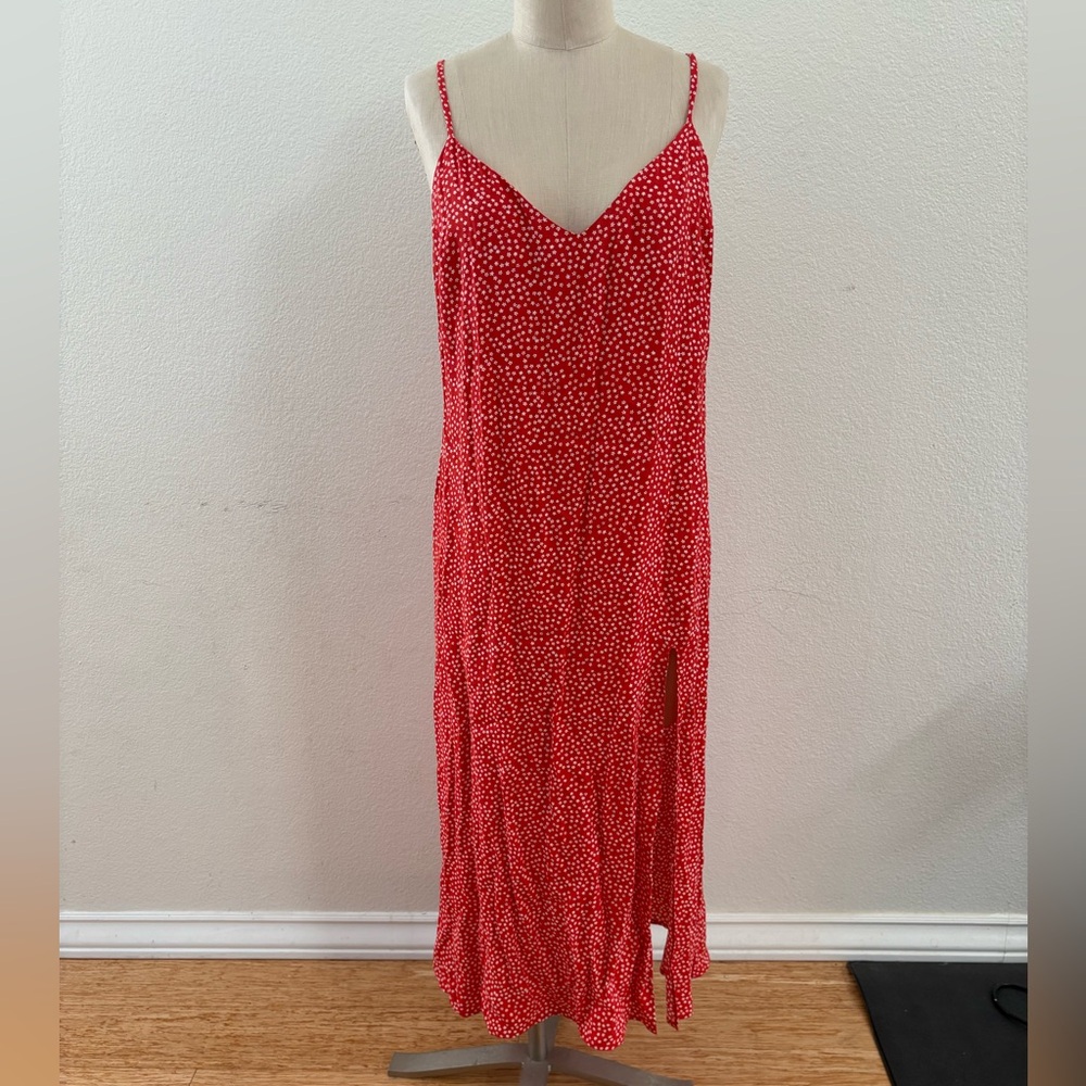 Reformation Crimini Size 12 Montana Red Floral Midi Sleeveless Slip Dress